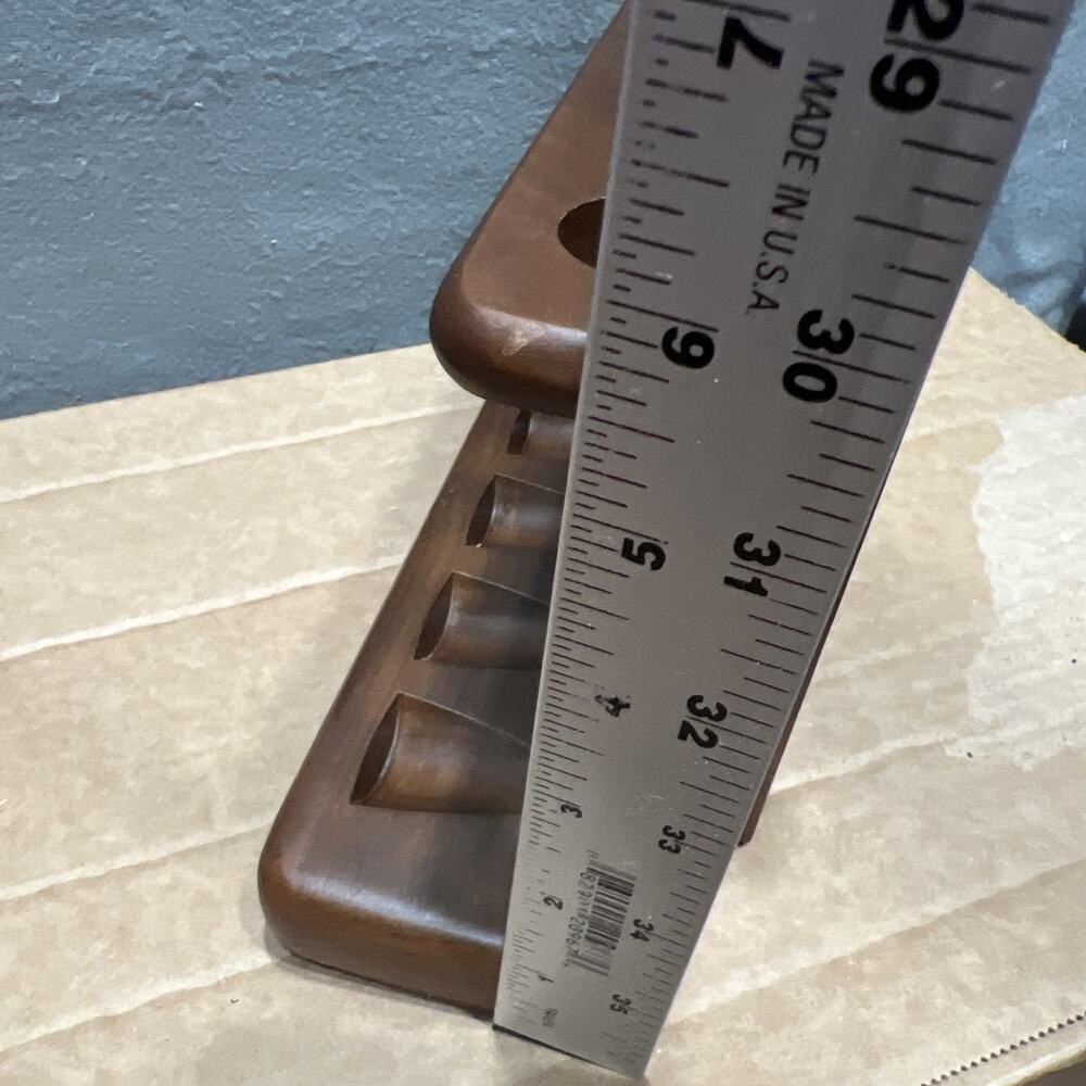 Vintage Duk-IT 6 Pipe Genuine Walnut Wood Stand Rest 10.5" - Picture 11 of 12